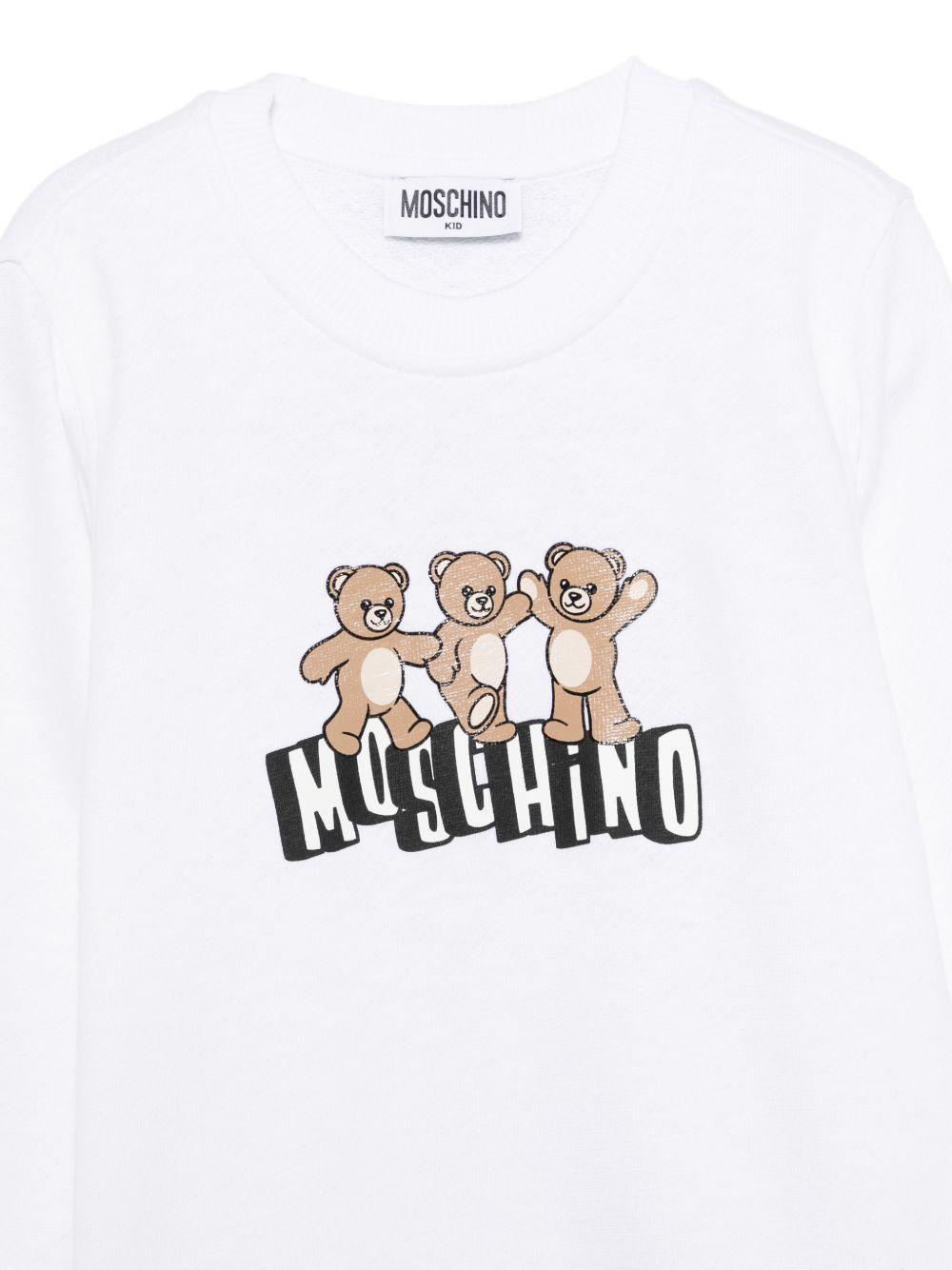 Felpa per bambini Moschino Kids bianca con stampa Teddy Bear HVF08VLCA88 10101 MOSCHINO KIDS 