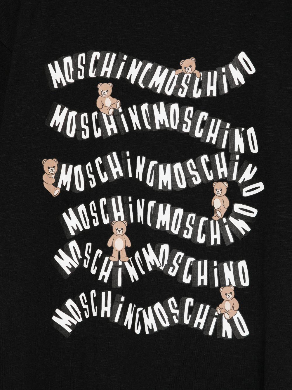 T-shirt per bambini Moschino Kids nera con stampa grafica sul davanti HXM05GLAA52 60100 MOSCHINO KIDS 