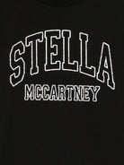 T-shirt per bambini Stella McCartney Kids nera con logo sul davanti TX8C31 Z0434 961 STELLA McCARTNEY KIDS 