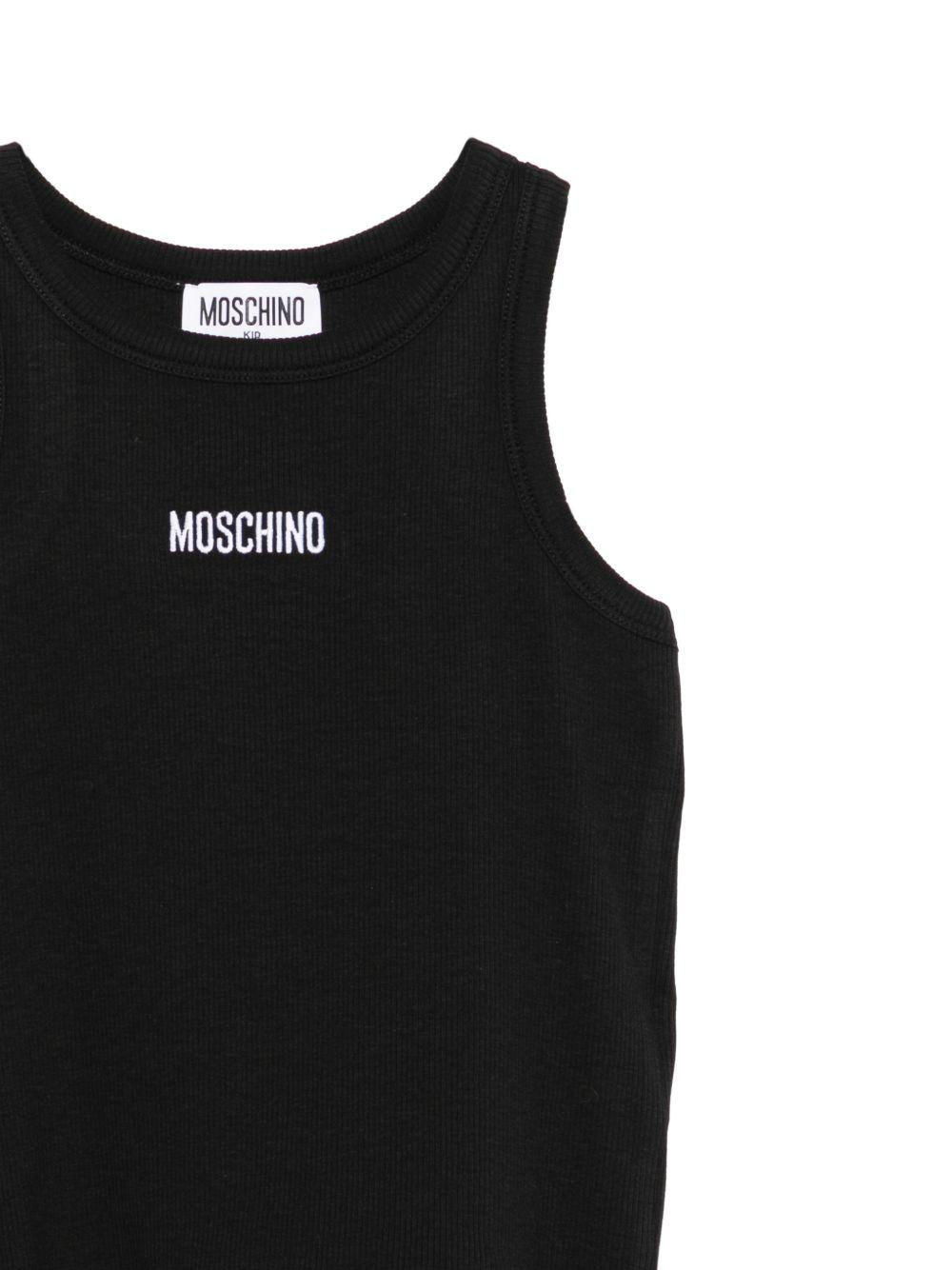 Canotta per bambina Moschino Kids nera con motivo a coste HAM06MLBA39 60100 MOSCHINO KIDS 