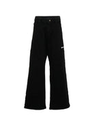 Pantaloni per bambino Palm Angels Kids neri con logo sul davanti PBCA01HS26FAB001 110 PALM ANGELS KIDS 