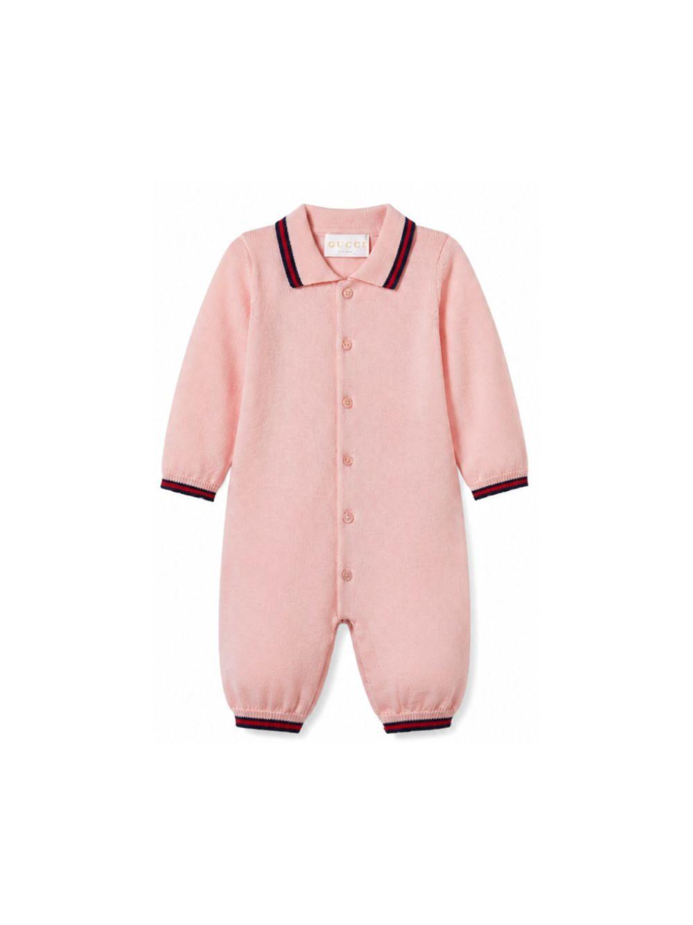 Tutina per neonata Gucci Kids rosa con finiture motivo Web 825863XKEXN 5013 GUCCI KIDS 