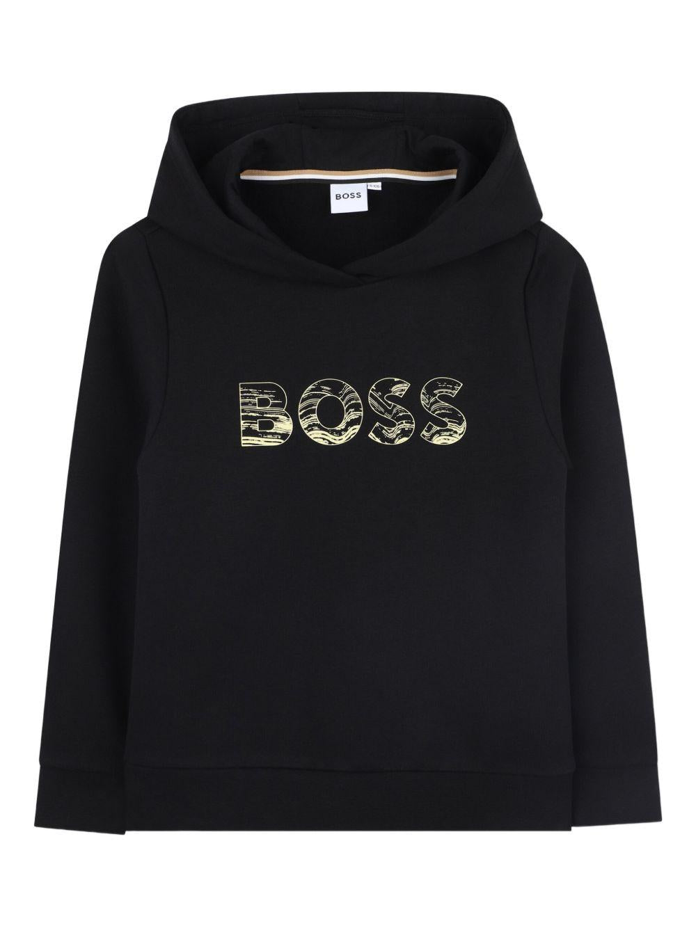 Felpa per bambino BOSS Kids nera con cappuccio J52355 09B BOSS KIDS 