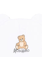 Berretto per neonati Moschino Kids bianco con motivo Teddy bear MMX05HLCA40 10101 MOSCHINO KIDS 