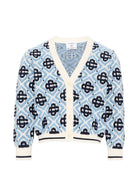 Cardigan per bambina Casablanca Kids azzurro con motivo mongramma all-over KPF26KW151201 MONOGRAM CASABLANCA KIDS 