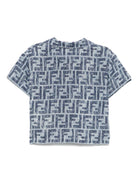 Camicia per neonato Fendi Kids denim con stampa FF BMC083 AUK2 F1I11 FENDI KIDS 