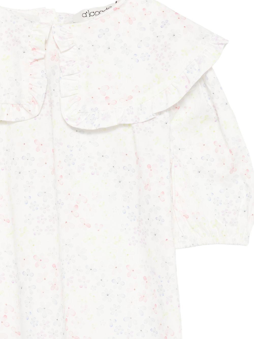 Set blusa e shorts per neonata A'lapage multicolore con dettaglio fiocco sul davanti AL27 AL73B ACQUERELLO OLIVA A'LAPAGE KIDS 