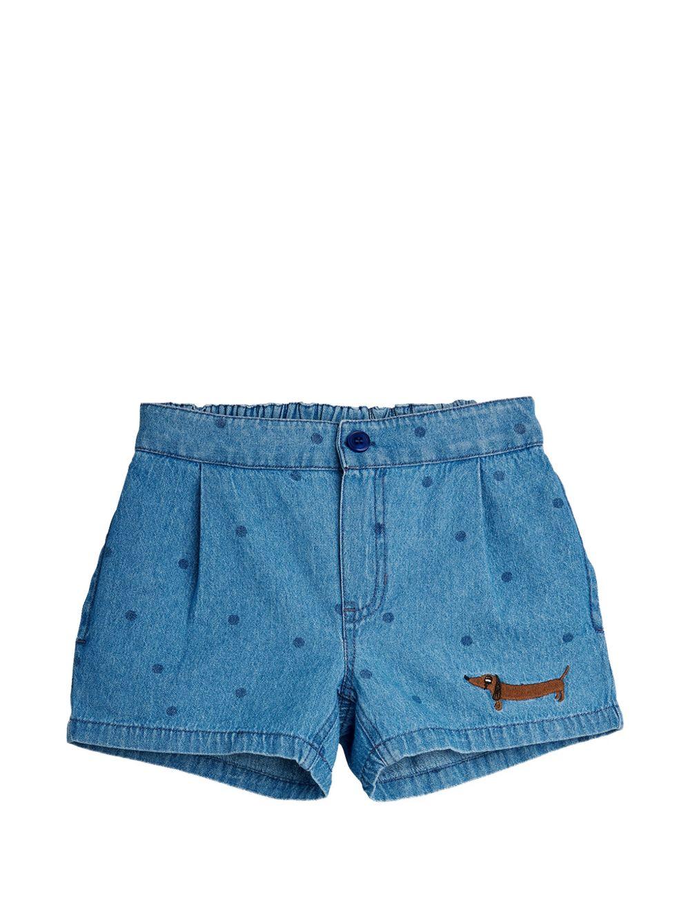 Shorts per bambino Mini Rodini denim con ricamo bassotto 26230152 BLUE MINI RODINI KIDS 