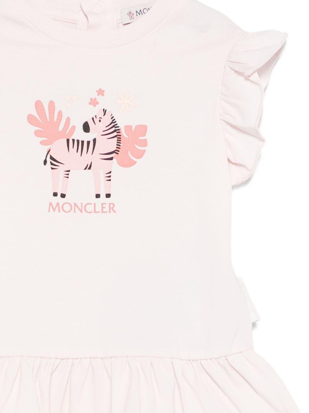 Abito per neonata Moncler Kids rosa con stampa grafica sul davanti L19518I0000289AUM 503 MONCLER KIDS 