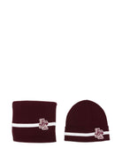 Set di sciarpe a righe per neonato Emporio Armani Kids bordeaux con ricamo logo EB001679 AF27314 UA343 EMPORIO ARMANI KIDS 