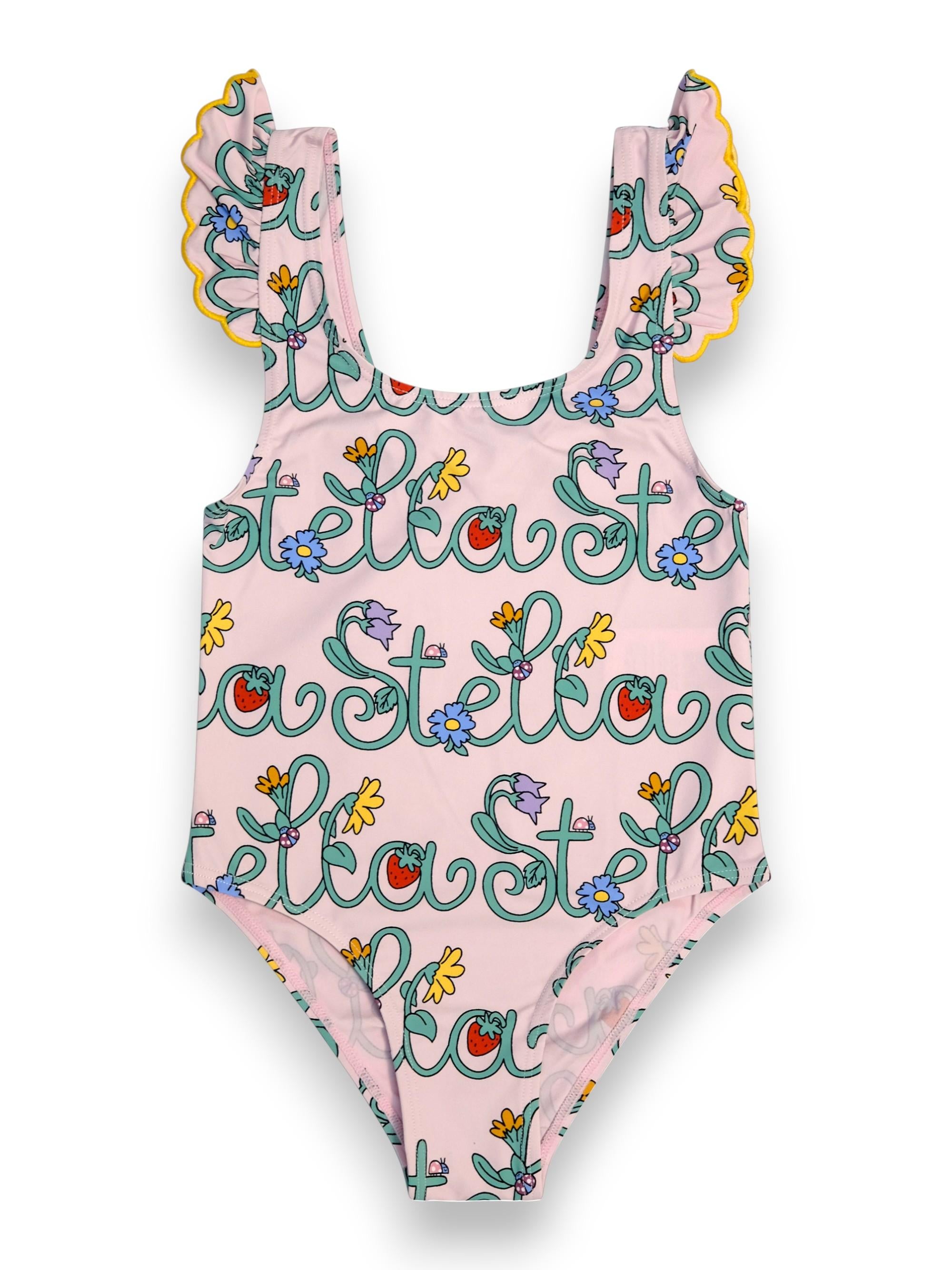 Costume per bambina Stella McCartney Kids rosa con stampa logo all-over TYCA49 Z3511 51RMC STELLA McCARTNEY KIDS 