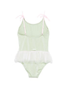 Costume intero per bambina MC2 Saint Barth Kids verde con stampa conchiglie DANC0001 03049L MC2 ST. BARTH KIDS 