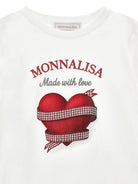 T-shirt per bambina Monnalisa Kids bianca a maniche lunghe con stampa a cuori 11H625 8201 0001 MONNALISA KIDS 