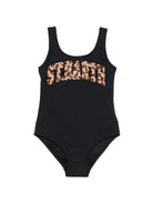 Costume per bambina MC2 Saint Barth Kids nero con logo in rilievo sul davanti CARA001 03406L MC2 ST. BARTH KIDS 