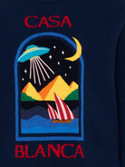 Maglione per bambino Casablanca Kids blu con ricamo grafico KPF26KW151701 PYRAMID CASABLANCA KIDS 