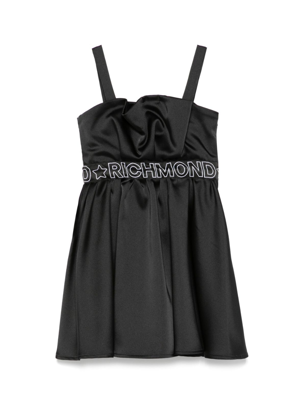 Abito per bambina John Richmond Junior nero con banda con logo e dettaglio con ruches RGP25112VE BLACK JOHN RICHMOND KIDS 