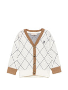 Cardigan per neonato Trussardi Kids bianco con motivo a quadri TIA26095CD OFF-WHITE TRUSSARDI KIDS 