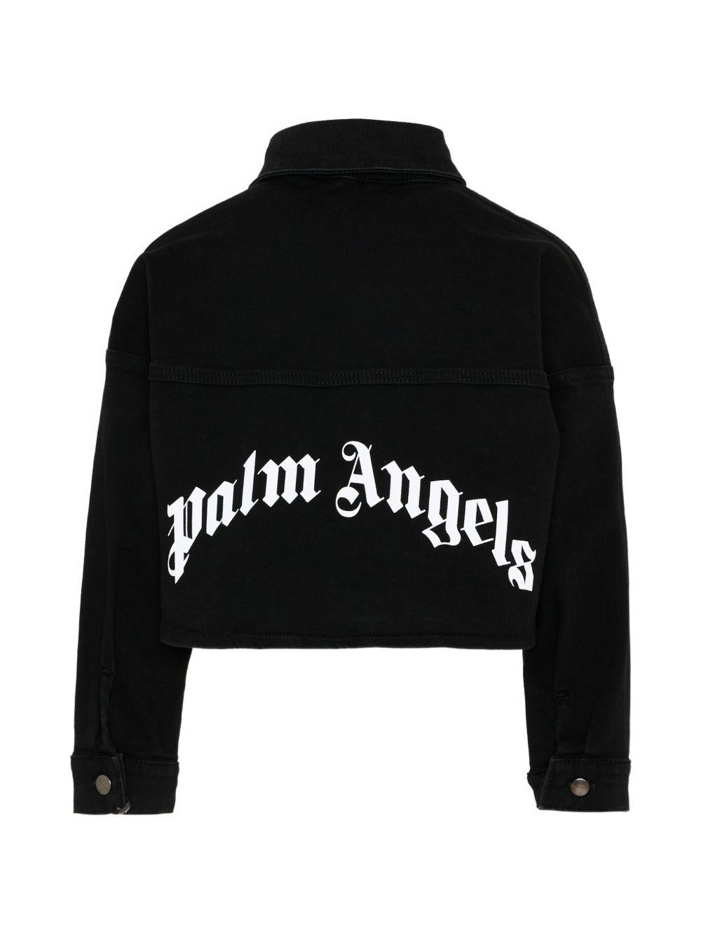 Giacca per bambina Palm Angels Kids nera con colletto PGGE007S26FAB001 110 PALM ANGELS KIDS 