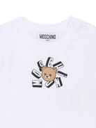 T-shirt per neonati Moschino Kids bianca con motivo Teddy Bear MXM047LAA02 10101 MOSCHINO KIDS 