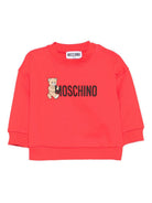 Felpa per neonati Moschino Kids rossa con logo Teddy M8F03QLCA83 50109 MOSCHINO KIDS 