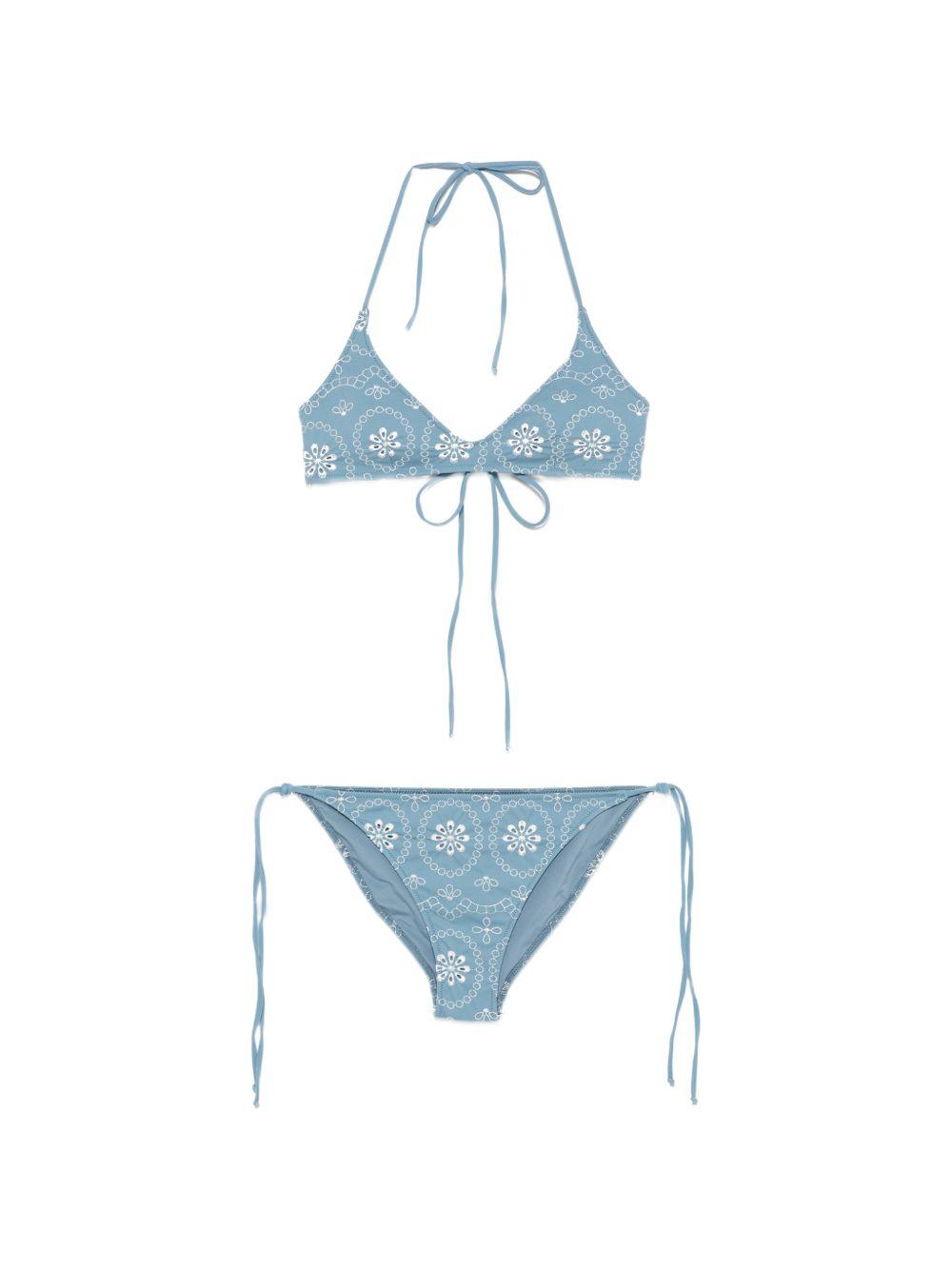 Bikini da donna MC2 Saint Barth blu con ricamo floreale VIR0001 00020L MC2 ST. BARTH 