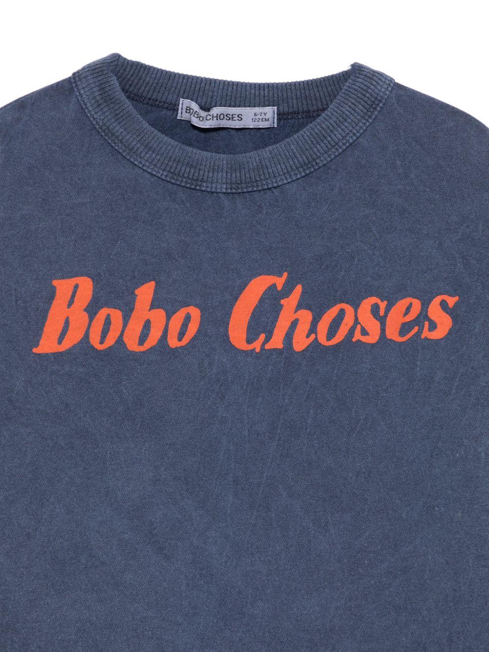 T-shirt per bambino Bobo Choses blu con scritta logo sul davanti B126AC014 411 BOBO CHOSES KIDS 