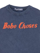 T-shirt per bambino Bobo Choses blu con scritta logo sul davanti B126AC014 411 BOBO CHOSES KIDS 