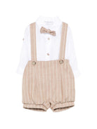 Set camicia con salopette per neonato Colorichiari beige a righe (3 pezzi) MN308408 4896 27 COLORICHIARI KIDS 