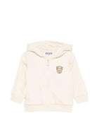 Felpa per neonati Moschino Kids beige con stampa Teddy Bear MUF067LCA19 20404 MOSCHINO KIDS 