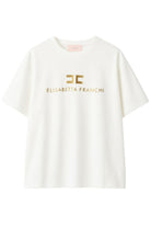 T-shirt per bambina Elisabetta Franchi La Mia Bambina bianco con logo sul davanti EFTS2600JE006 0115 ElISABETTA FRANCHI KIDS 