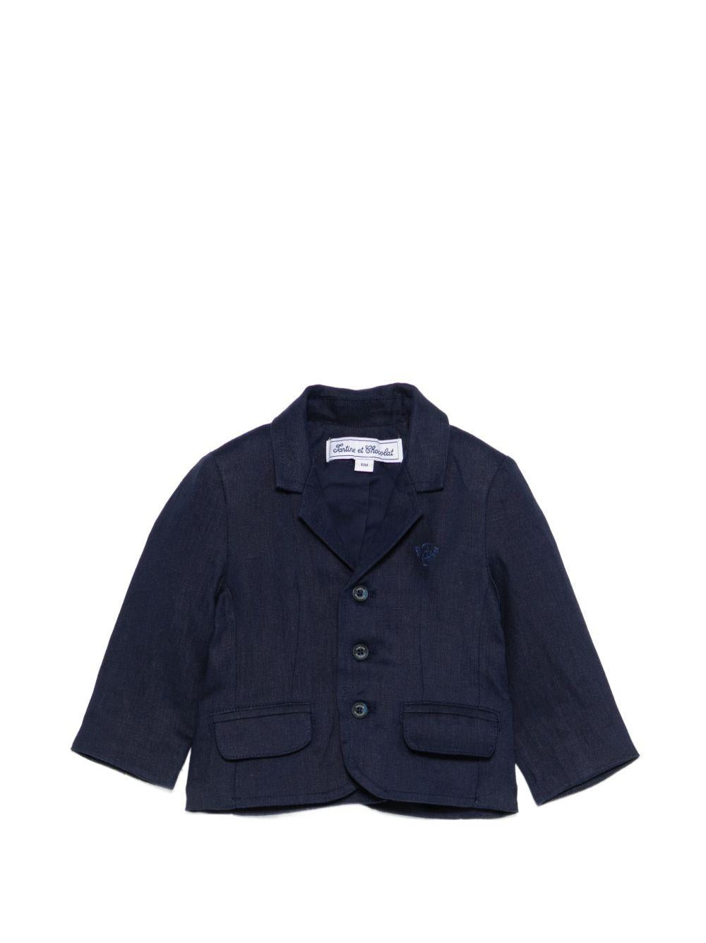 Giacca per neonato Tartine & Chocolat blu con ricamo sul petto CC40031 04 TArtine & Chocolat KIDS 
