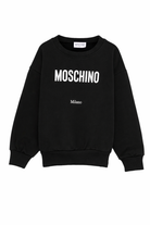 Felpa per bambino Moschino Kids nera con stampa logo HUF09NLCA32 60100 MOSCHINO KIDS 