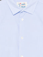 Camicia a righe per bambino MC2 Saint Barth Kids azzurro con stampa di Snoopy dei Peanuts SIF0001 00945L MC2 ST. BARTH KIDS 