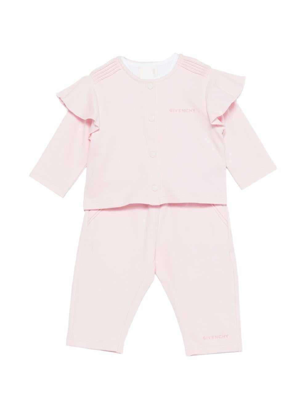 Set due t-shirt e pantaloni per neonata Givenchy Kids rosa con ruches H31270 44Z GIVENCHY KIDS 