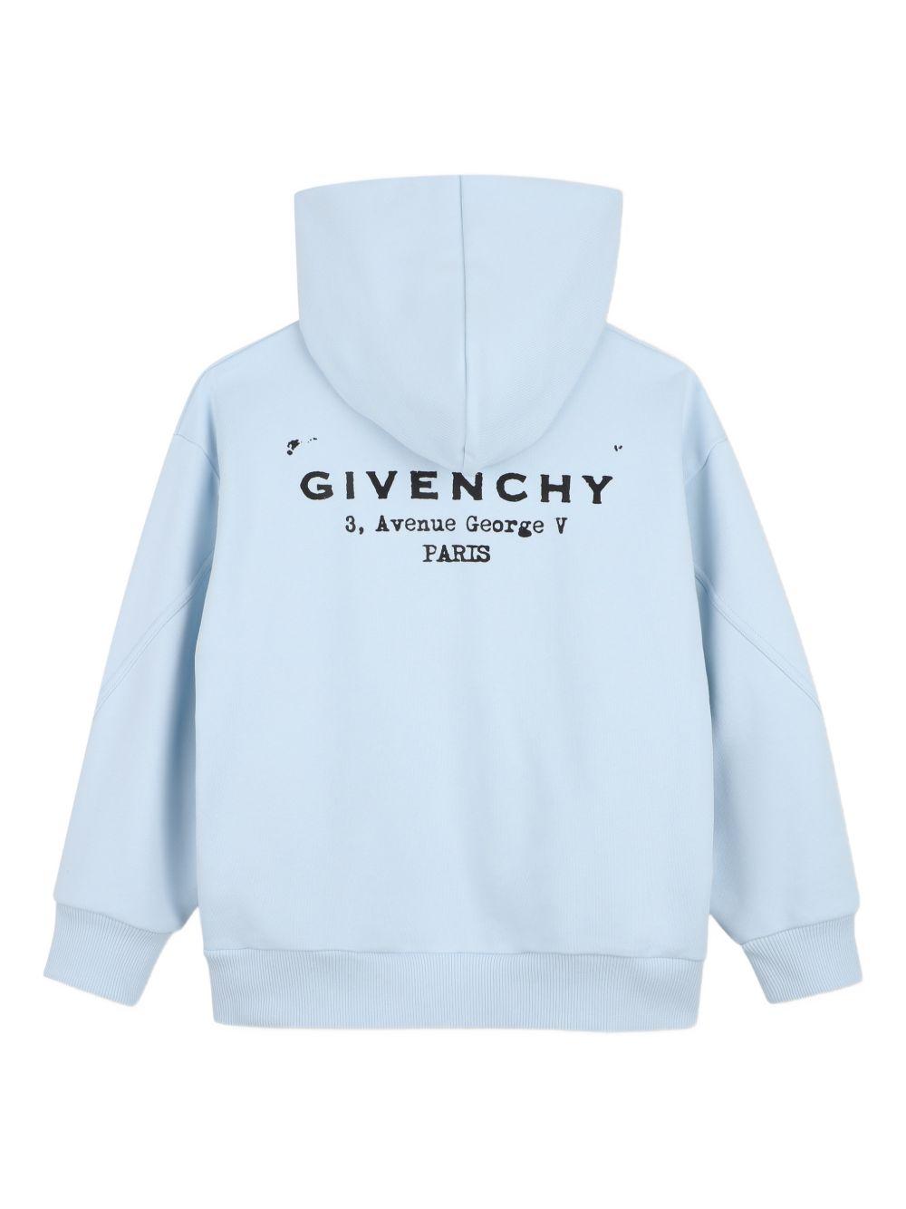 Felpa per bambino Givenchy Kids azzurra con cappuccio e zip H31076 77L GIVENCHY KIDS 