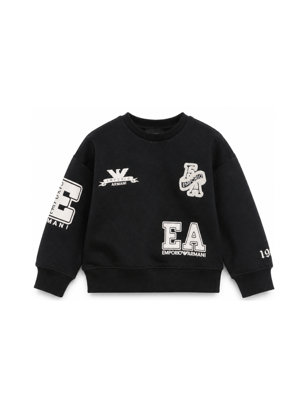 Felpa per bambino Emporio Armani Kids nera con patch logo EB001389 AF10126 UB118 EMPORIO ARMANI KIDS 