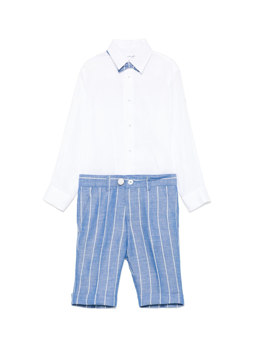 Set pantaloncini e maglietta a righe per bambino Colorichiari bianco con patta frontale MB308072 4791 56 COLORICHIARI KIDS 