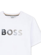 T-shirt per bambino Boss Kids bianco con stampa grafica J52983 10P BOSS KIDS 