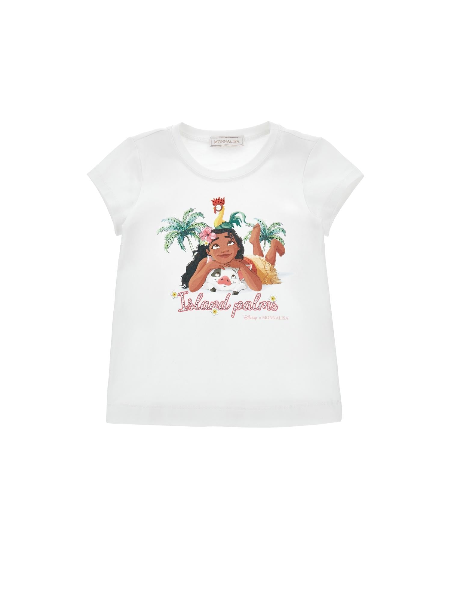 T-shirt per bambina Monnalisa x Disney bianca con stampa grafica Oceania 19H630 8004 0099 MONNALISA 