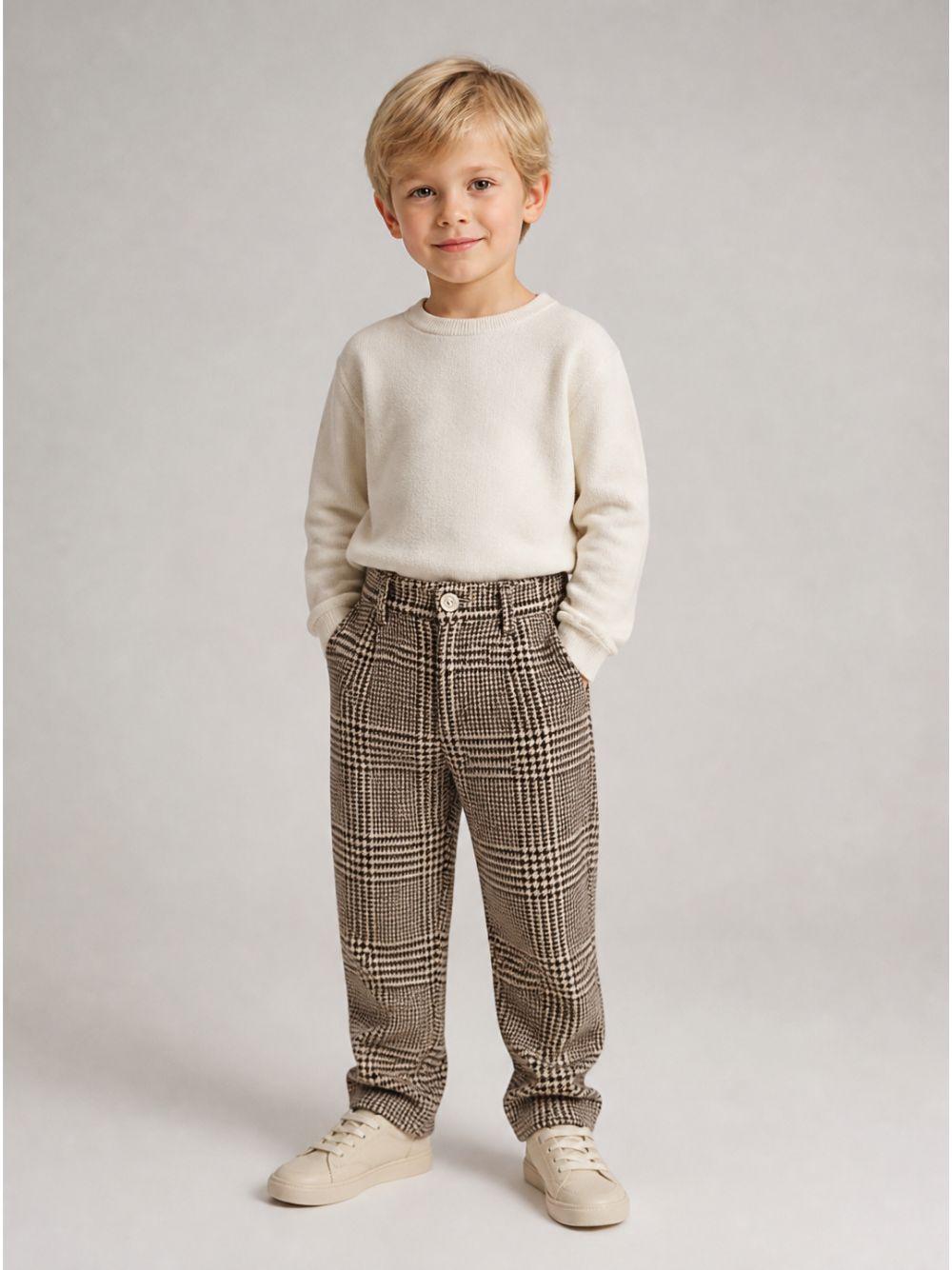 Pantaloni per bambino Eleventy Kids marrone con motivo a quadri EZ6H70 E0262 419BG ELEVENTY KIDS 