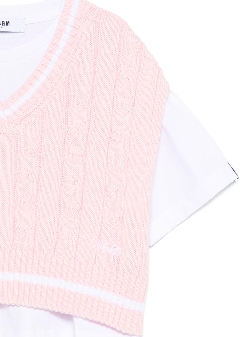 Set t-shirt e gilet per bambina MSGM Kids multicolore con logo sul retro S6MSJGTH034 001/78 MSGM KIDS 