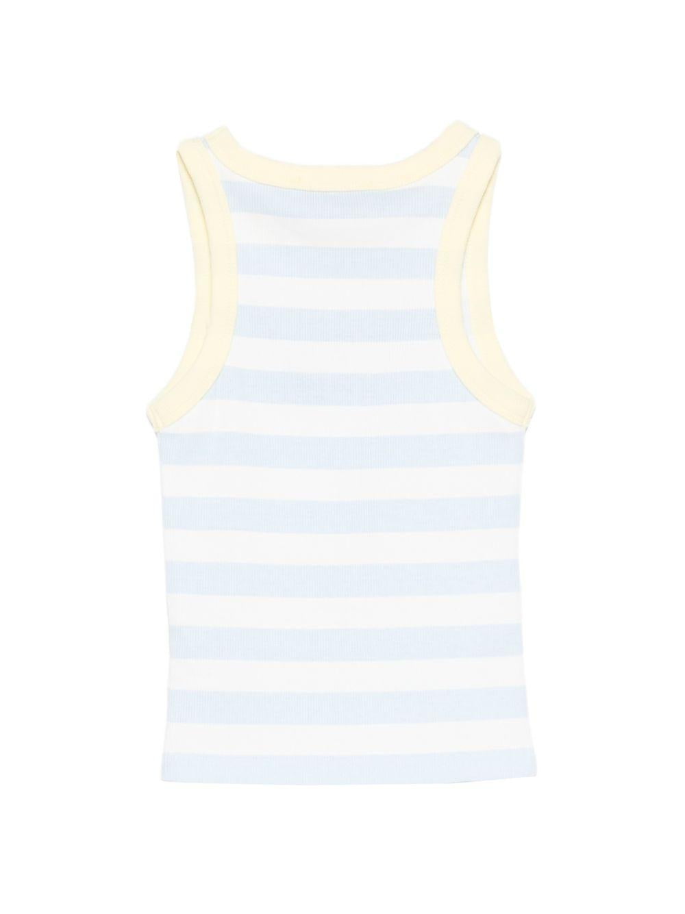 Canotta per bambina MC2 Saint Barth Kids bianca e azzurra con motivo a righe BLUE002 03775L MC2 ST. BARTH KIDS 