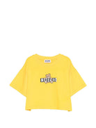 T-shirt per bambina Moschino Kids gialla con stampa Teddy sul davanti HDM072LBA00 50577 MOSCHINO KIDS 