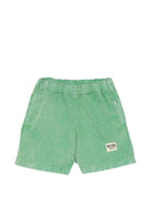 Shorts per bambino Bobo Choses verde con toppa con logo sul davanti B126AC066 311 BOBO CHOSES KIDS 