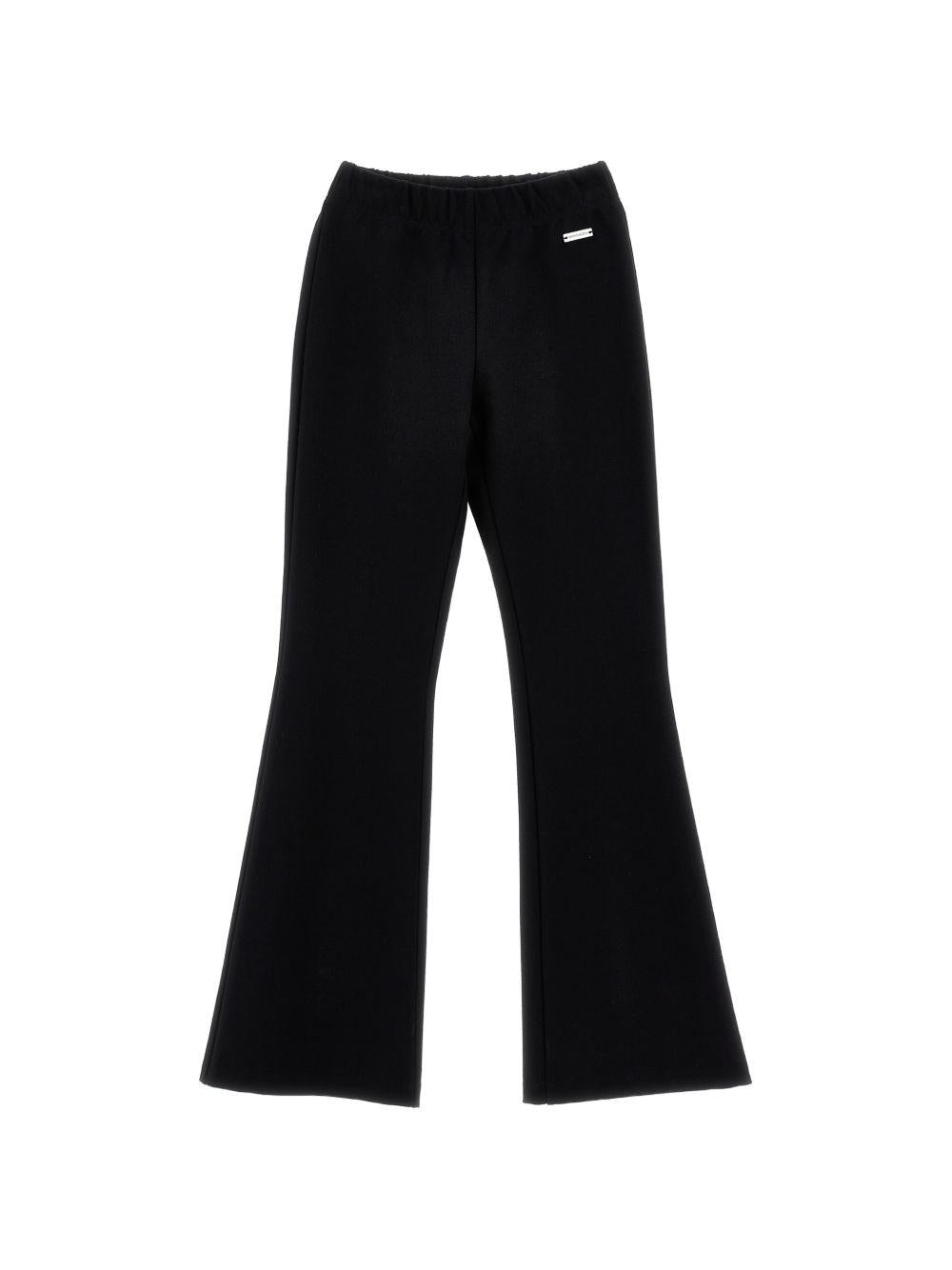 Pantaloni svasati per bambina Monnalisa Kids neri con placca logo 17H403 8220 0050 MONNALISA KIDS 