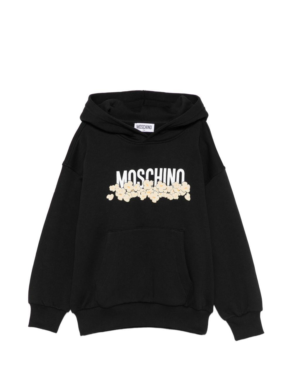 Felpa per bambini Moschino Kids nera con stampa grafica HUF09ZLCA83 60100 MOSCHINO KIDS 