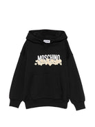 Felpa per bambini Moschino Kids nera con stampa grafica HUF09ZLCA83 60100 MOSCHINO KIDS 