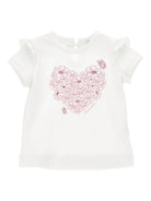 T-shirt per neonata Monnalisa bianca con stampa cuore sul davanti 39G609 7002 0001 MONNALISA KIDS 