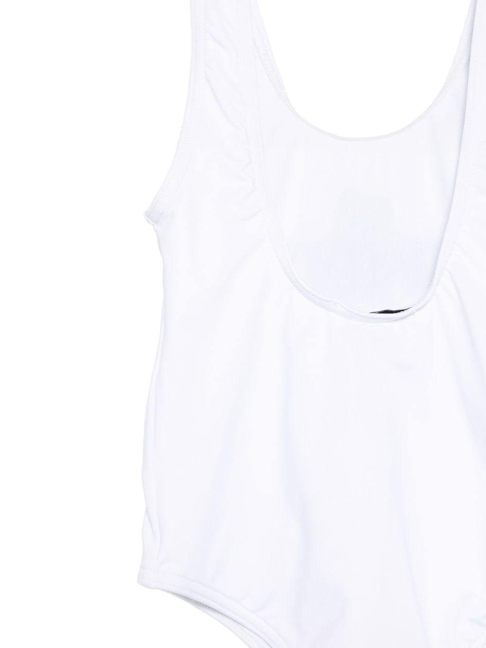 Costume da bagno per neonata Moschino Kids bianco con stampa grafica sul davanti M2L00ALKA11 10101 MOSCHINO KIDS 