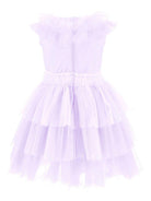 Abito per bambina Monnalisa viola con colletto con ruches 17G908NP T9945 0065 MONNALISA KIDS 